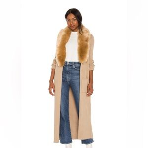 Show Me Your MuMu Beige Cape with Faux Fur Trim